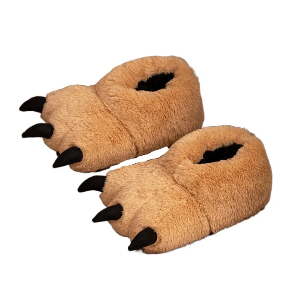 Kawaii Cartoon Winter Tiger Claw Slippers Furry Exaggerate Plush Cat Paw Boots Thicken Warm Cosplay Props Shoes Club
