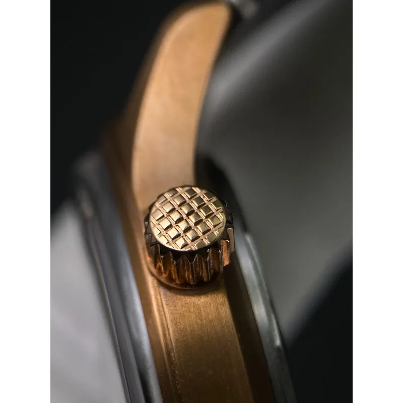 ساعة رجالية ميكانيكية أوتوماتيكية مضيئة باللون البرونزي، مرآة فقاعية من الياقوت، نسخة مخصصة، ساعة كلاسيكية راقية #5