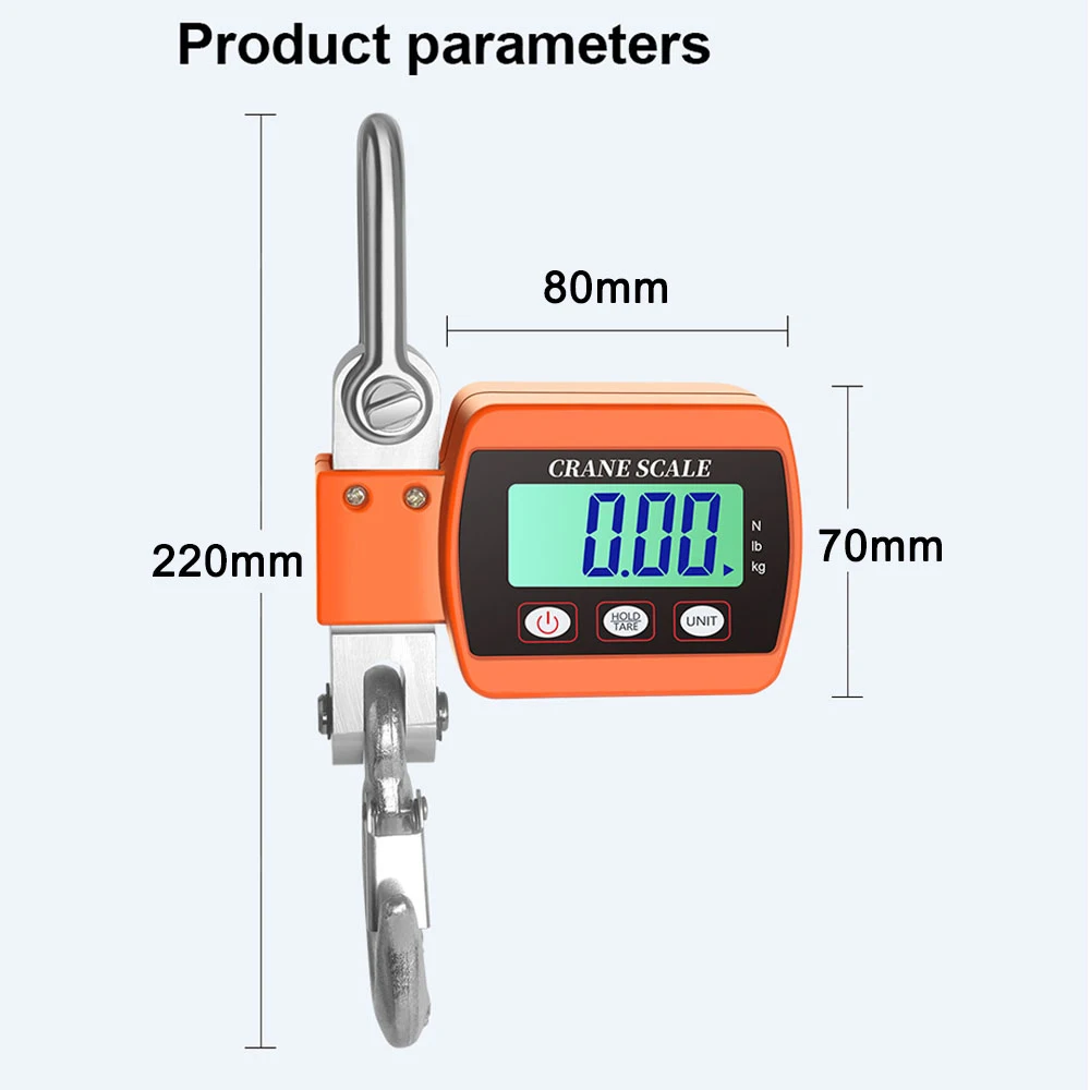 LCD Digital Display Crance Scale 0.05-500kg Portable Industrial Electronic Heavy Duty Weight Hook Crane with Unit Change