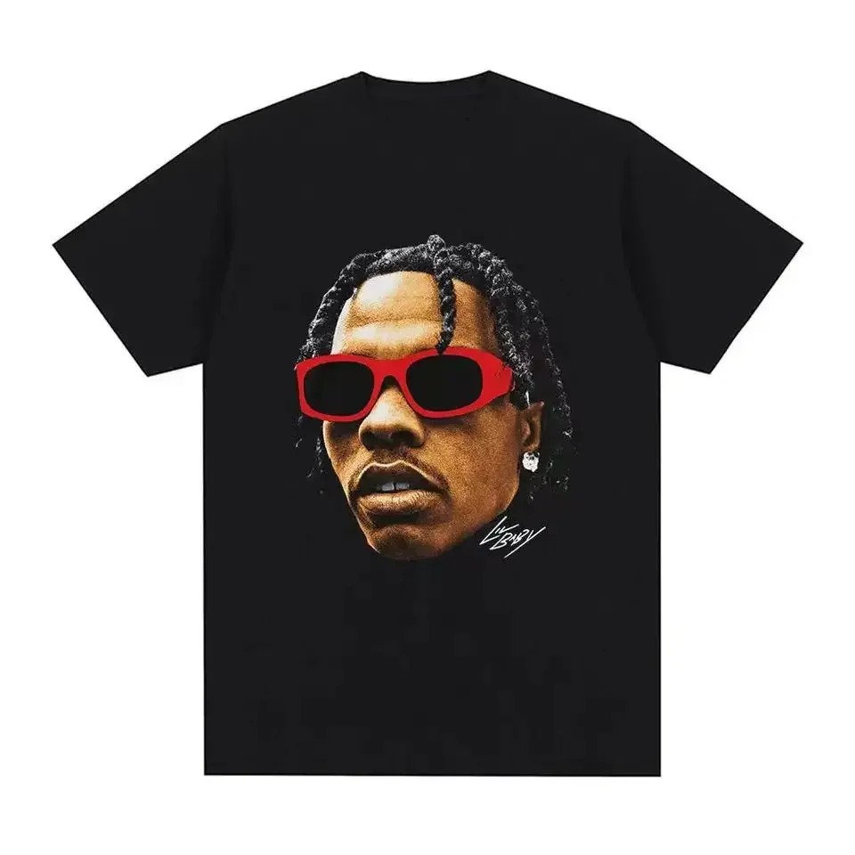 Hip Hop Rapper Lil Baby Grafik T-Shirt Herren Vintage Übergroß Kurzarm Streetwear Casual 80032