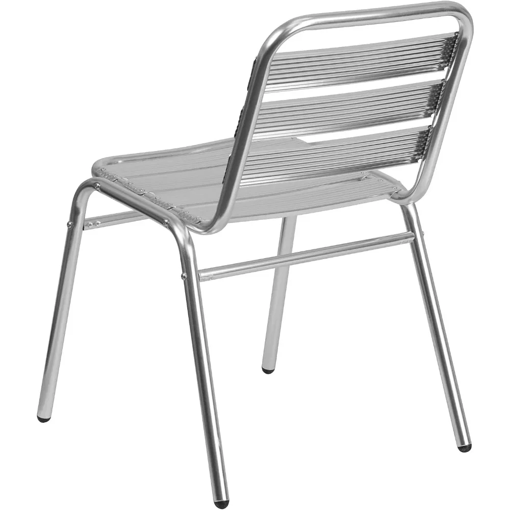 Lila 4 Pack Commercial Aluminum Indoor-Outdoor Restaurant Stack Chair with Triple Slat Back