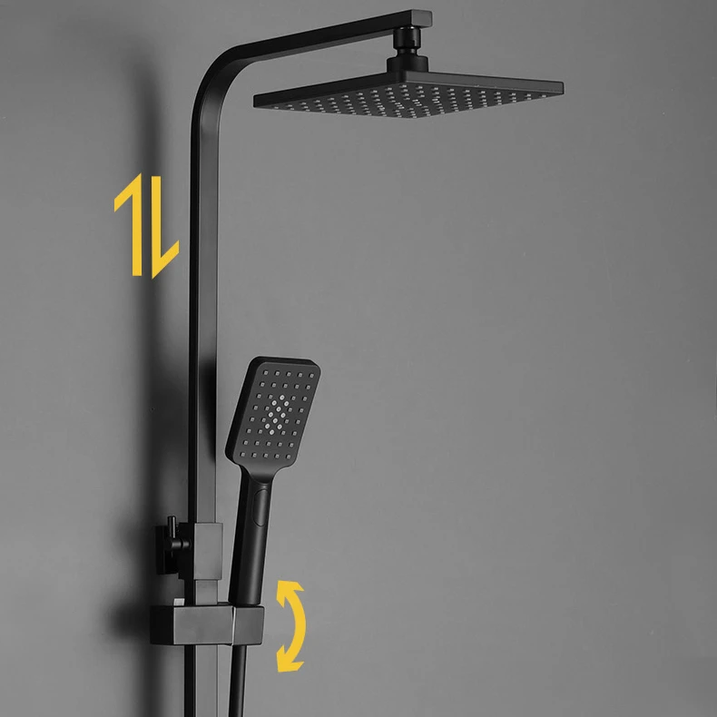 Sistema de chuveiro de banheiro quente e frio preto termostático conjunto de chuveiro de banheiro 12 Polegada cabeça de chuveiro de chuva quente e fria conjunto de torneira do banheiro