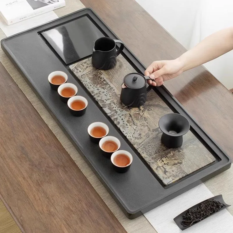 

Serving Luxury Tea Tray Stone Black Living Room Hospitality Dining Kitchen Tableware Tea Tray Kitchen Bandejas Home Products