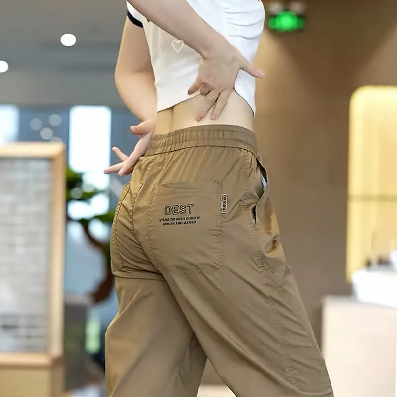 Men's Summer Thin Ice Silk Work Pants Wear-Resistant Casual Sports Trousers for Construction Sites And Labor Protection