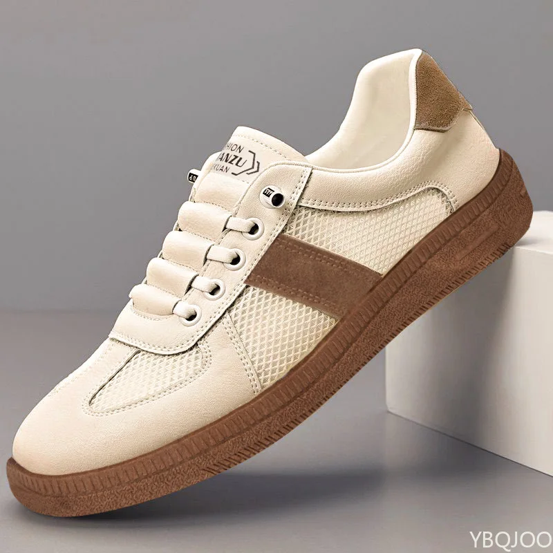 

Spring summer new men's breathable low top mesh soft soled men's shoes lightweight hollow out round toe solid color casual shoes