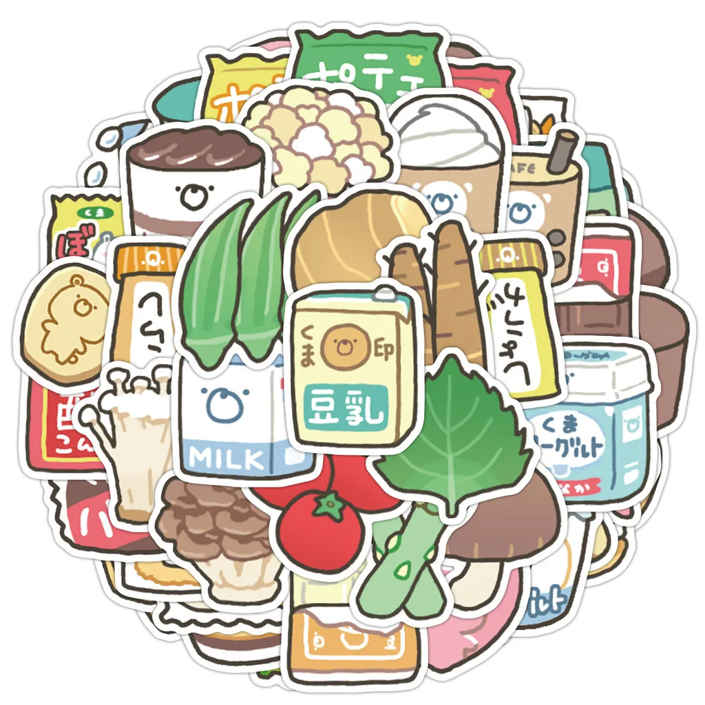 50PCS Cute Style Food Graffiti Stickers - Decor for Water Cup, Phone, Computer, Luggage & Stationery RecordingYourLife Store