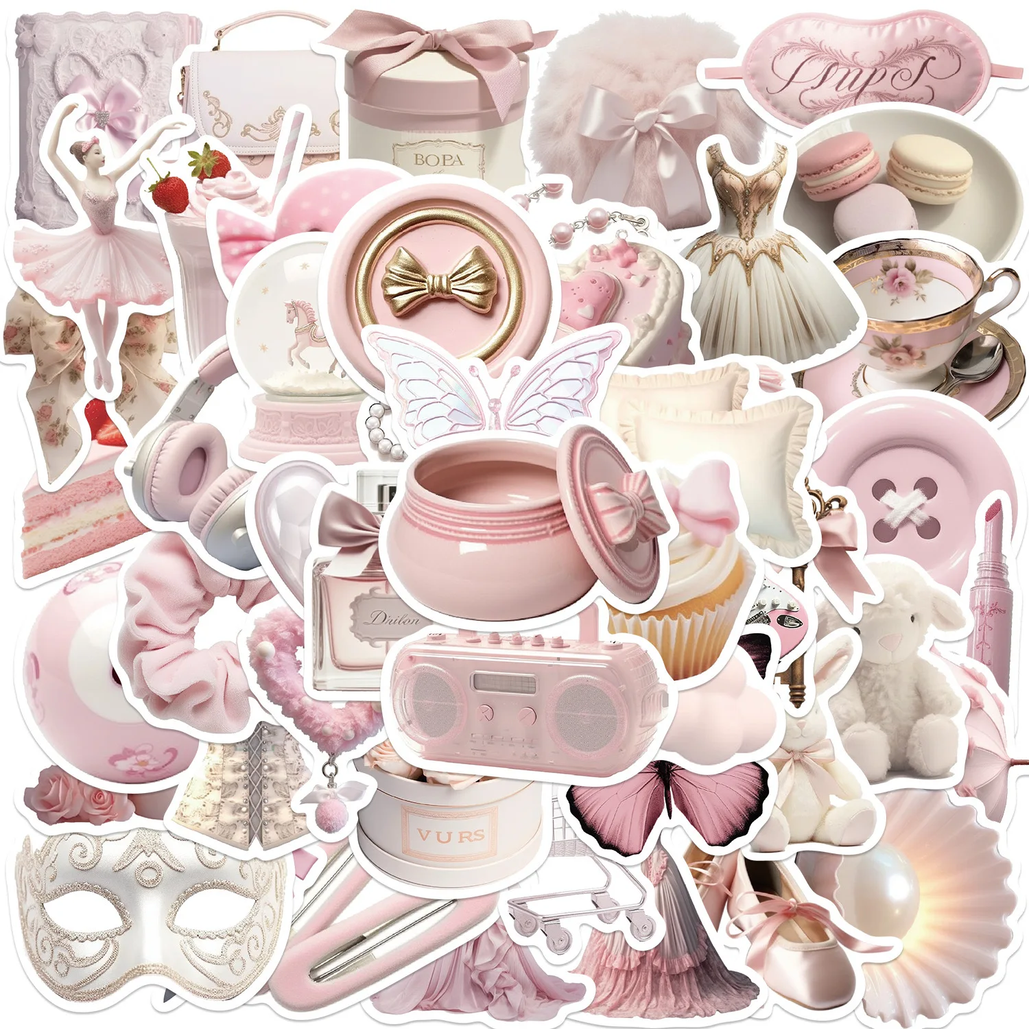 10/50pcs Ins Style Cute Pink Ballet Girls Stickers Kawaii Aesthetic Decals Decoration Scrapbook Laptop Phone Luggage Toy Sticker