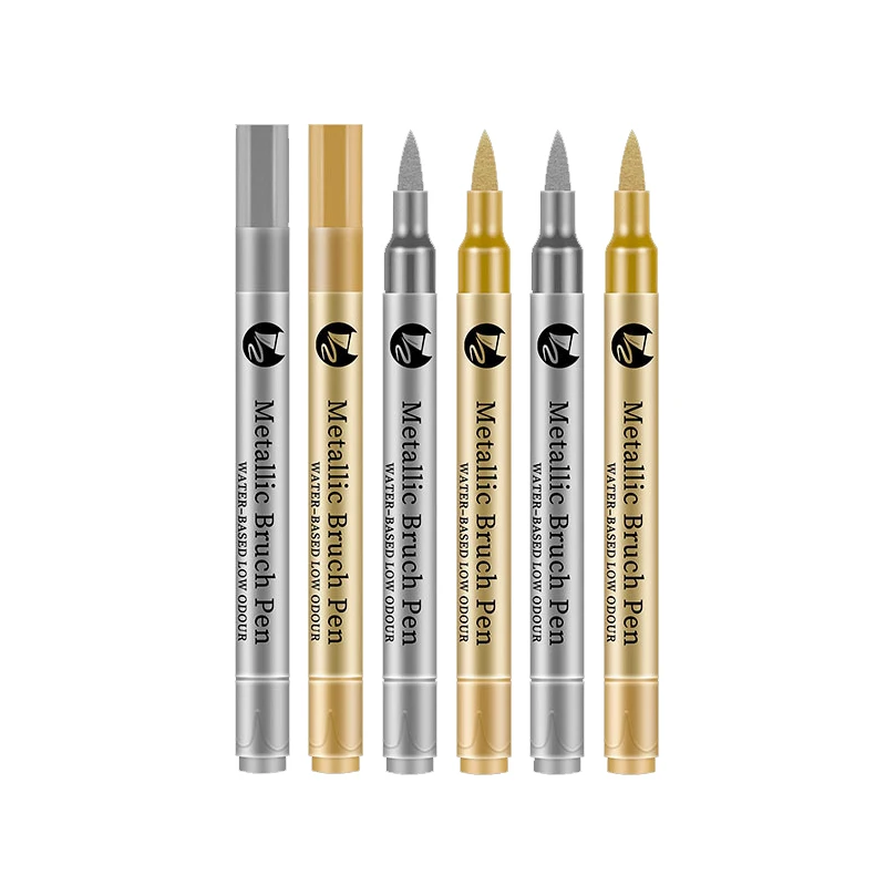 2–12 Stück DIY wasserdichte Farbmarkierungsstifte Gold und Silber Studentenbedarf Kunsthandwerk Pinselstift Kunstmalerei