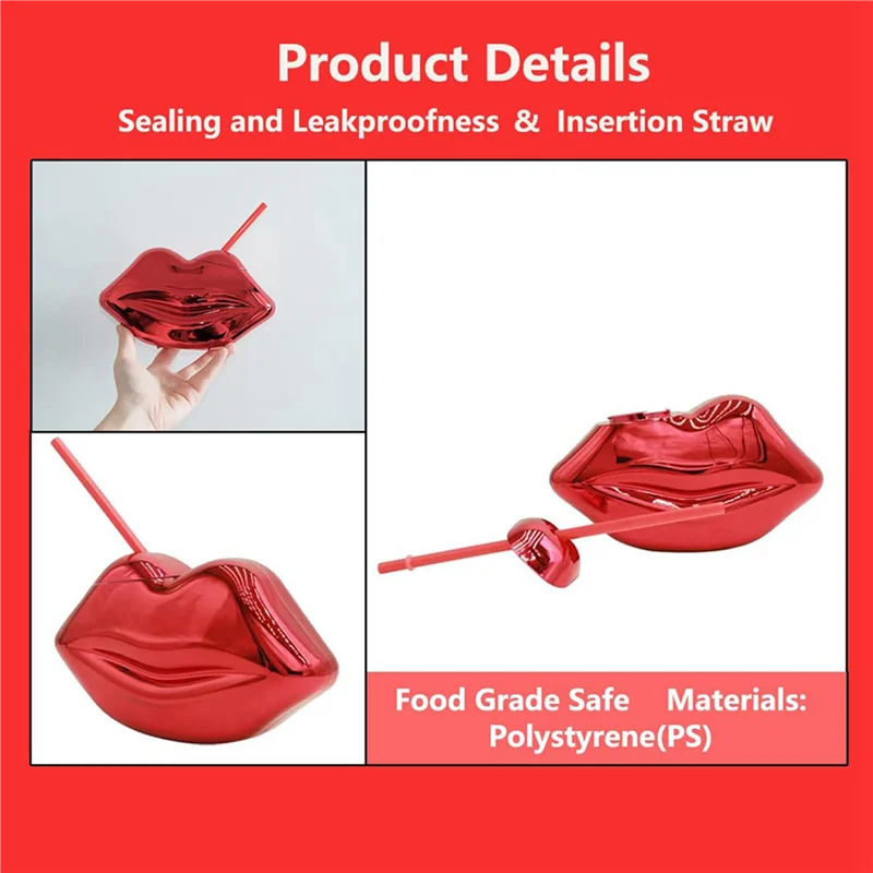 Promotion!8 PCS,Hot Red Lips Disco Ball Cups ,For Bachelorette Party, Single Girl Party Supplies,Removable And Reusable