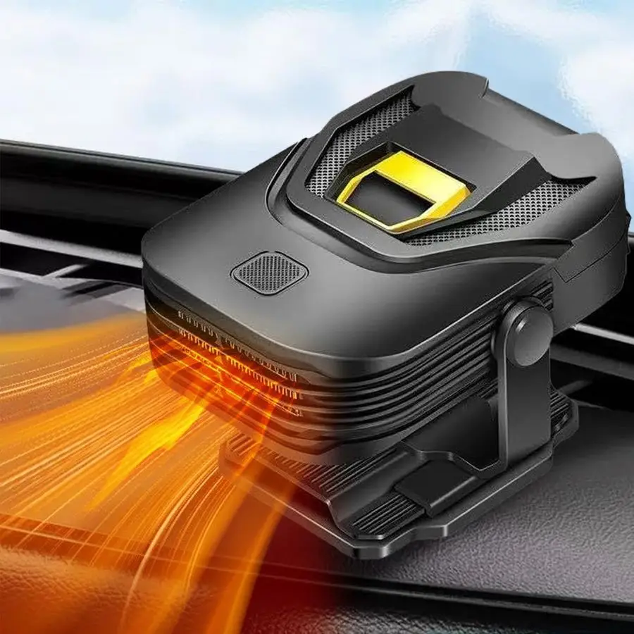 

Нагреватель 12 В, новый портативный автомобильный обогреватель 2025, размораживатель, охлаждающий вентилятор с быстрым нагревом 150 Вт, с поворотным основанием на 360 градусов, подключаемый светильник для сигарет