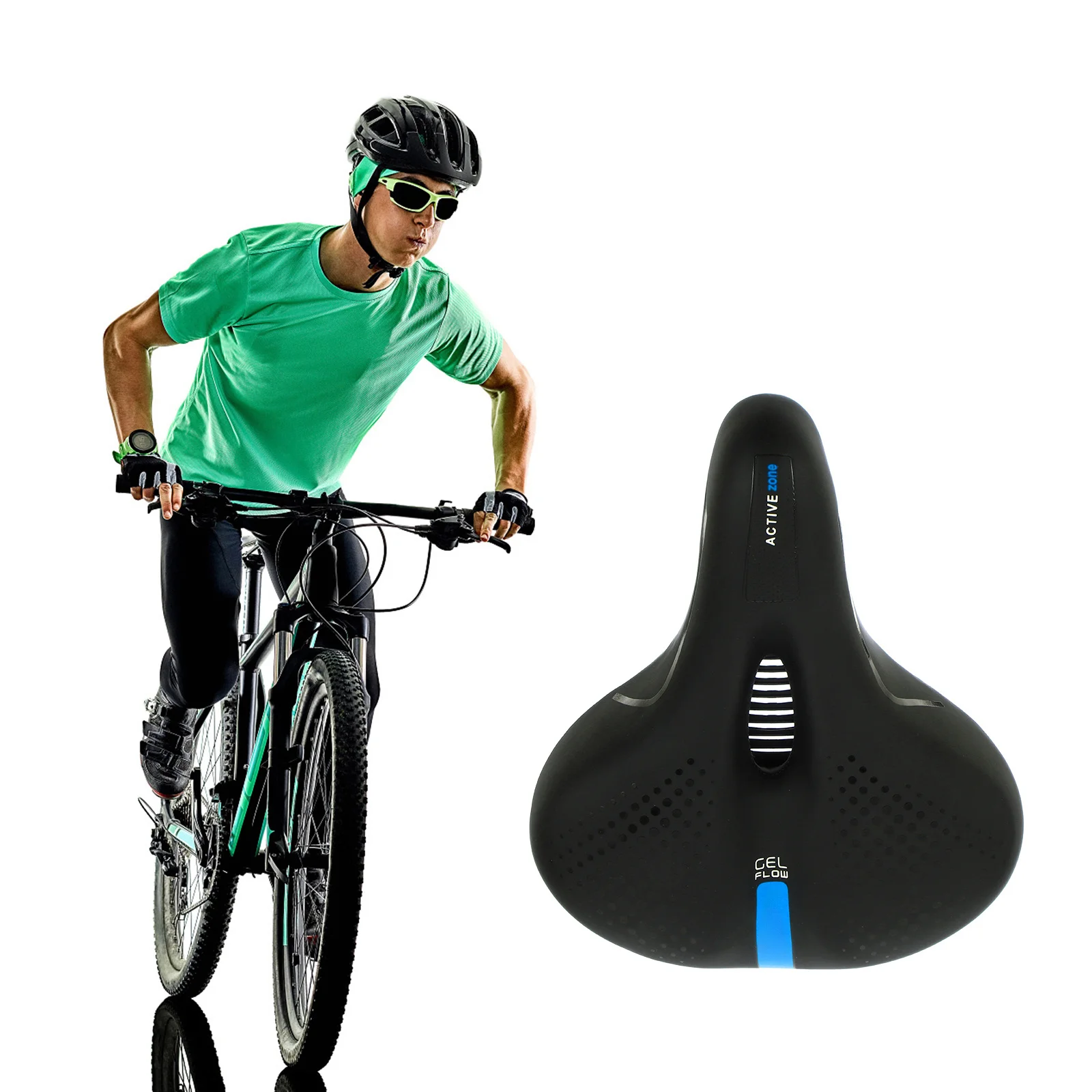

Mountain Bike Cushion Waterproof PU Saddle Anti-Slip Breathable Hollow Ergonomic Night Reflective Comfortable Cycling