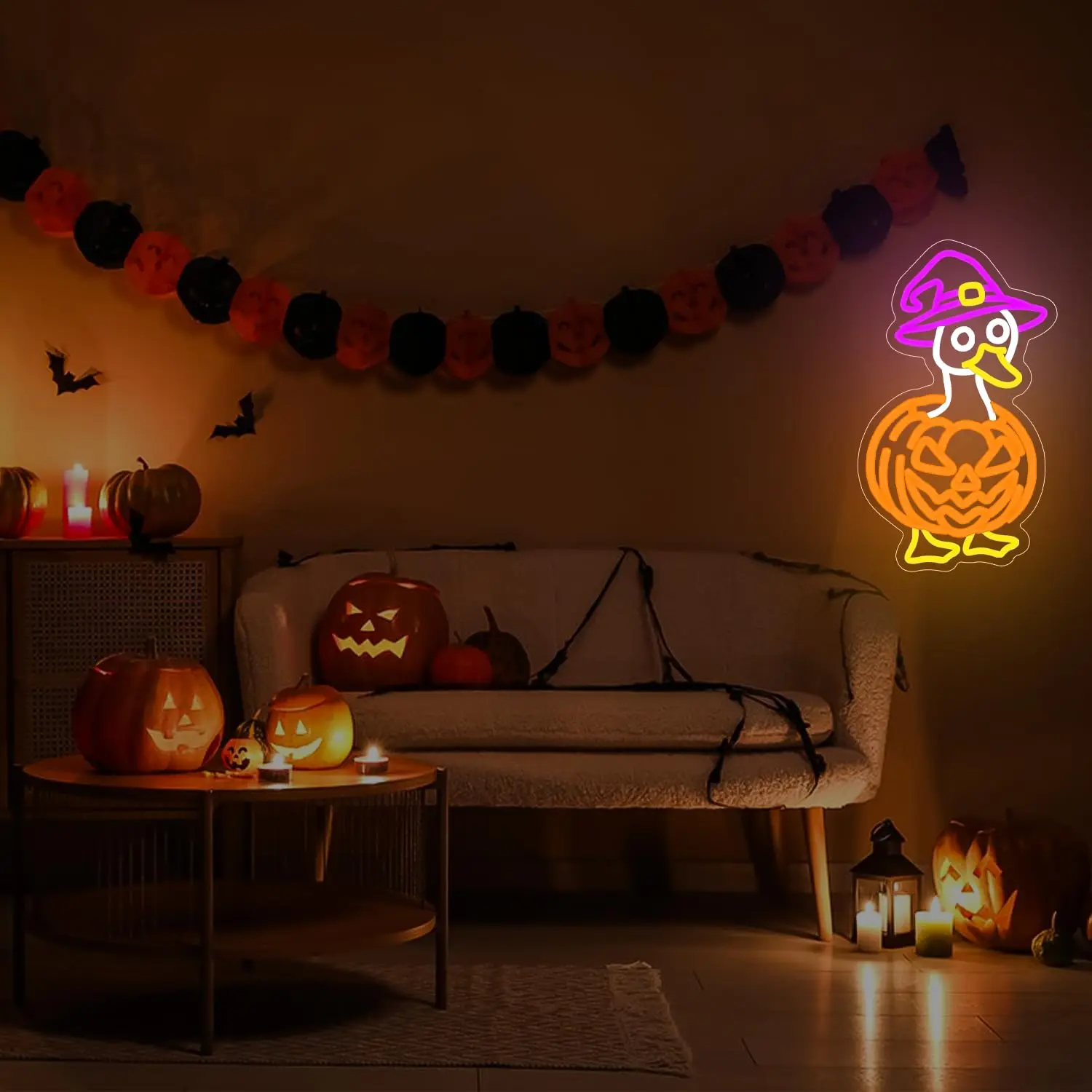 Drink Up Witches Neon Sign for Wall Decor Halloween Dimmable Red White Letter Witch Wall Art Spooky Bar Party Horror Decor USB