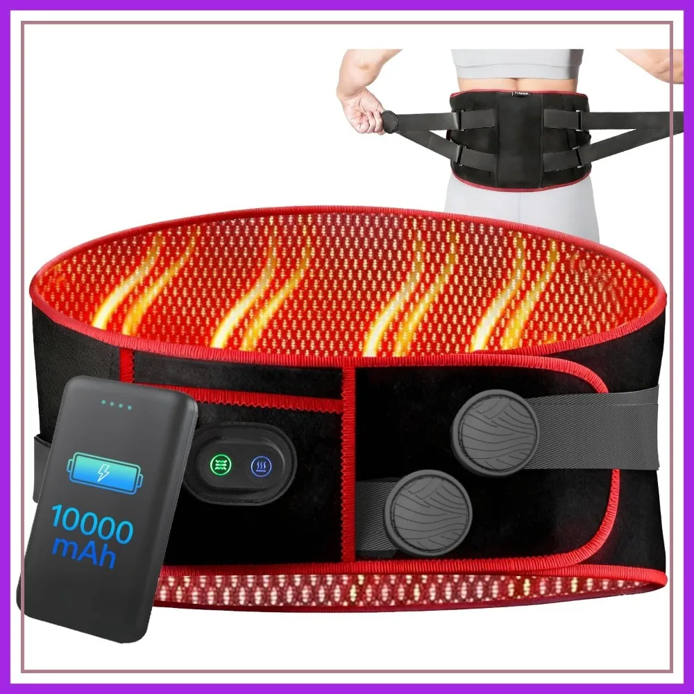 

Cordless Heating Massage Belt, Back Heating Pad with 3 Heat 5 Vibration, 10000mAh Battery, Relieve Back Pain, Portable Lower Back Massager, Gifts for Women Men Mom Dad