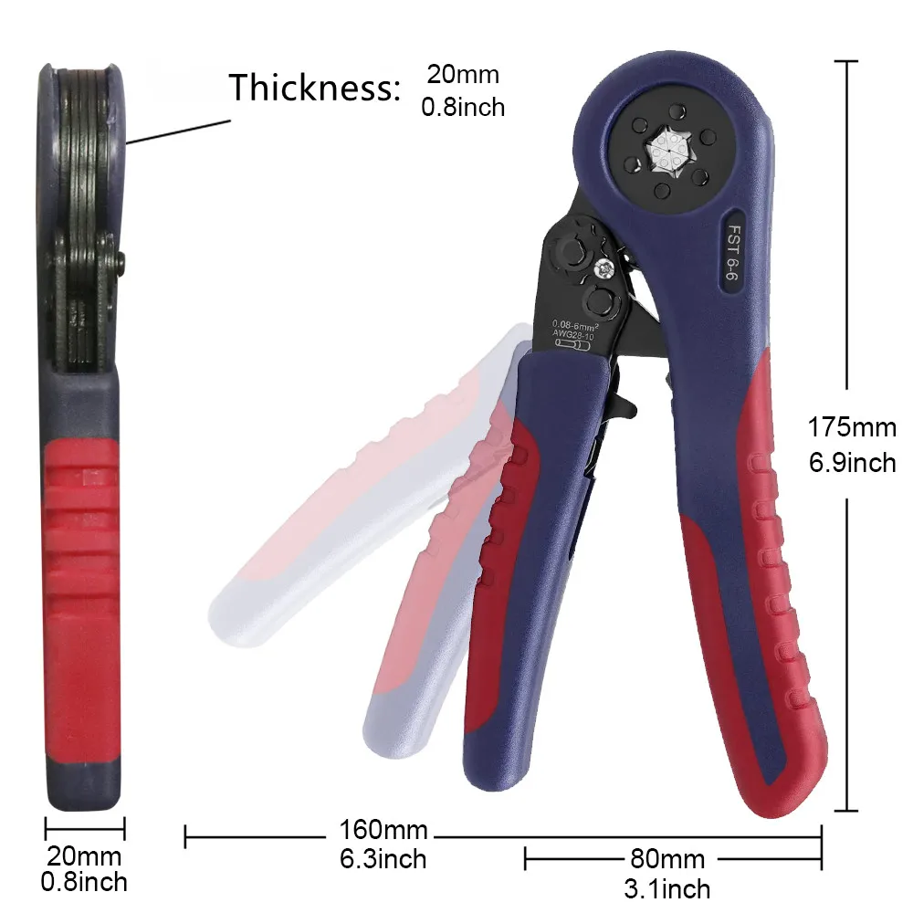 WOZOBUY Tubular Terminals Crimping Tools FST-10S 0.08mm-10mm²  28-7AWG & FST 6-6 0.08-6mm²  28-10AWG Crimp Pliers Crimper Sets