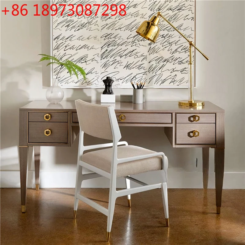 

American light luxury desk modern simple solid wood home office writing desk computer desk