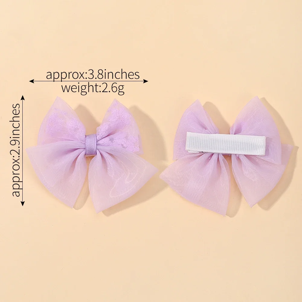 4Pcs/set Princess Cheer Bowknot Hair Clips for Girl Sweet  Gauze Handmade Hairpins Children Hairgripes Delicate Kids Headwear