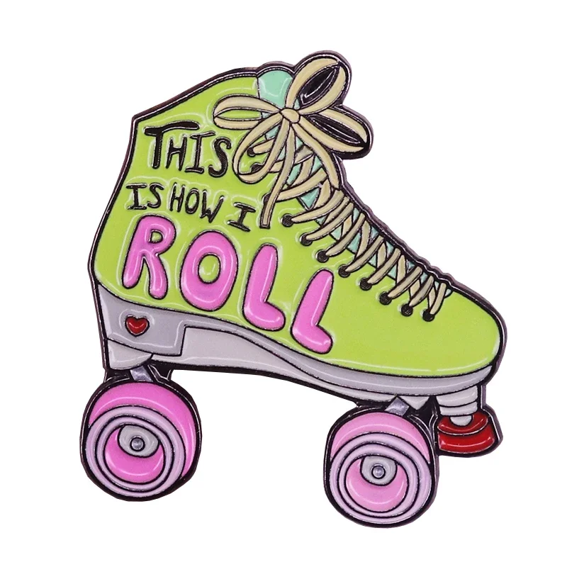 This is how I roll roller skates enamel pin retro skating brooch funny puns Roller Derby badge vaporwave aesthetic 80s kids gift