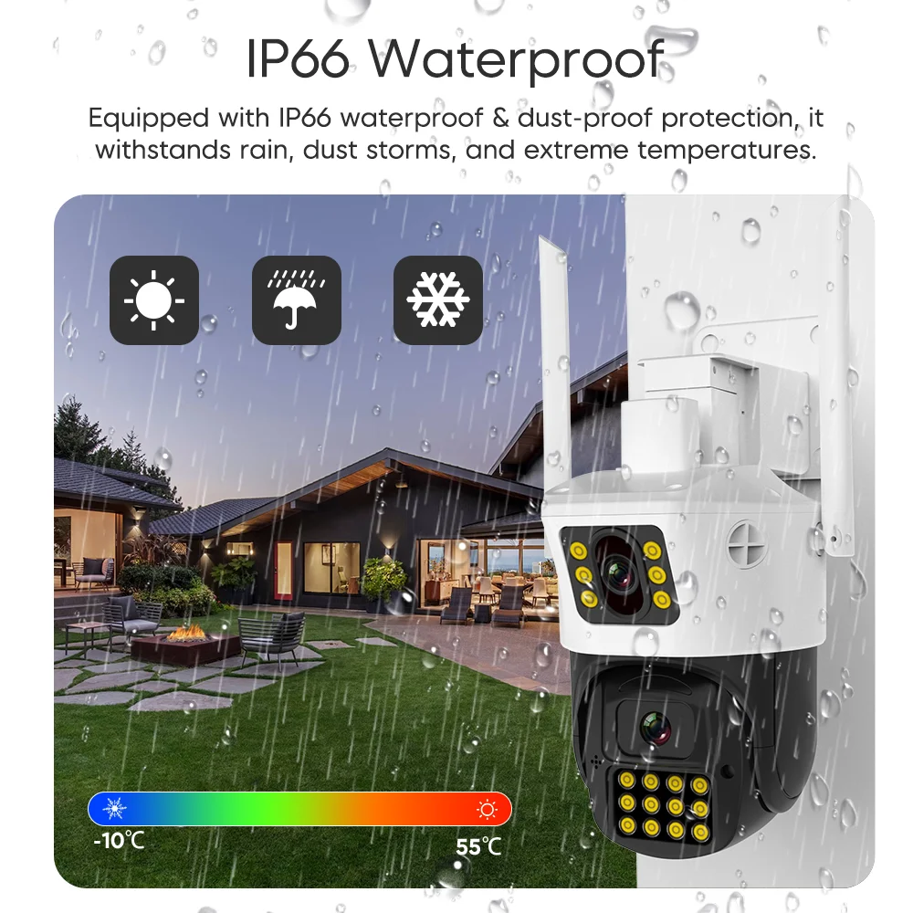 VSTARCAM 6MP 4K 듀얼 렌즈 광각 홈 카메라, IP66 방수, 360도 °   PTZ 뷰, 사람 감지, 컬러 야간 투시, 양방향 통신