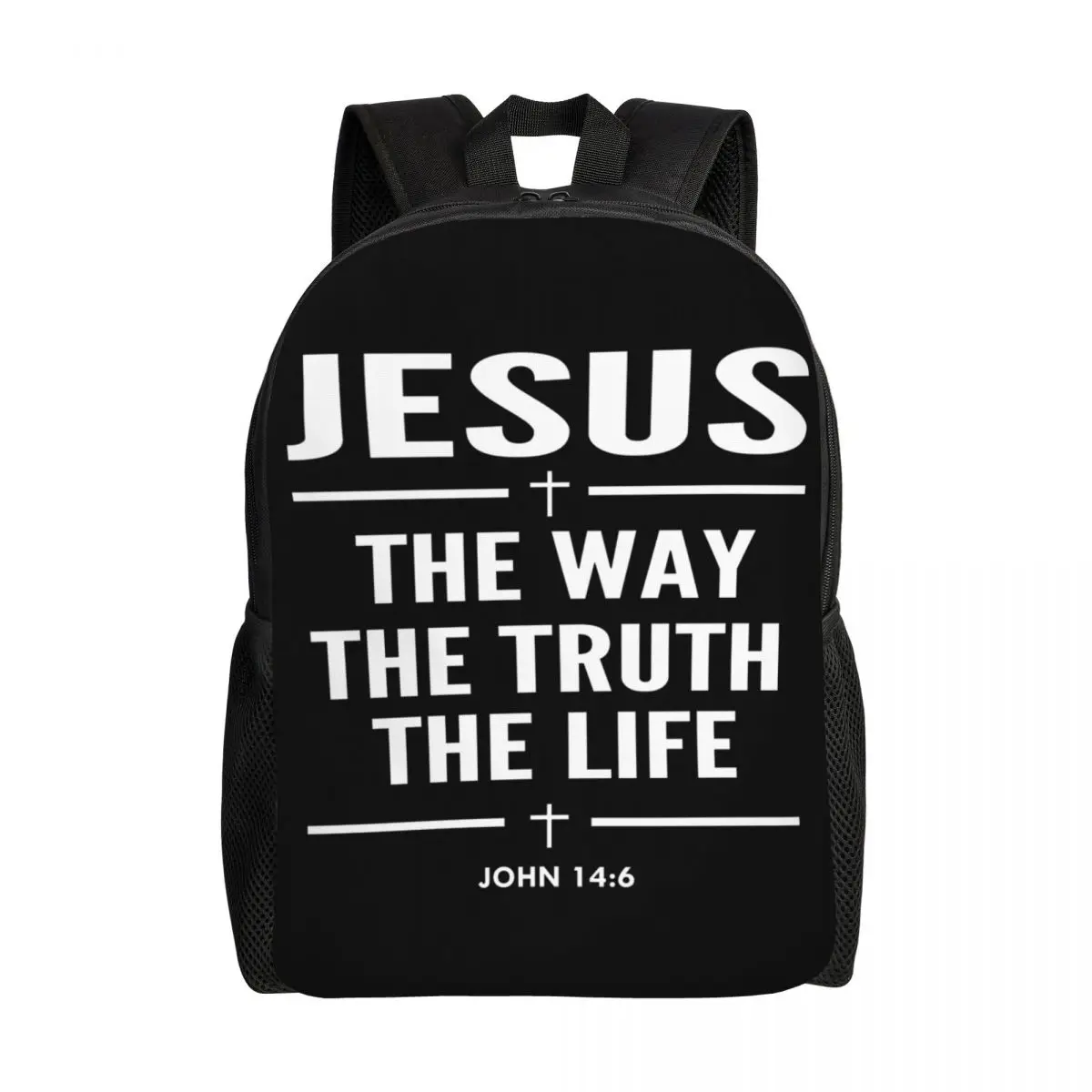 Custom Jesus The Way The Truth The Life Backpack Women Men Basic Bookbag for School College Religion Cross Christian Faith Bags