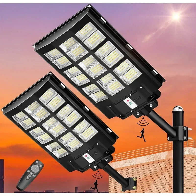 

2000W Solar Street Lights Outdoor, Solar Security Flood Motion Sensor Outdoor Light for Basketball Court