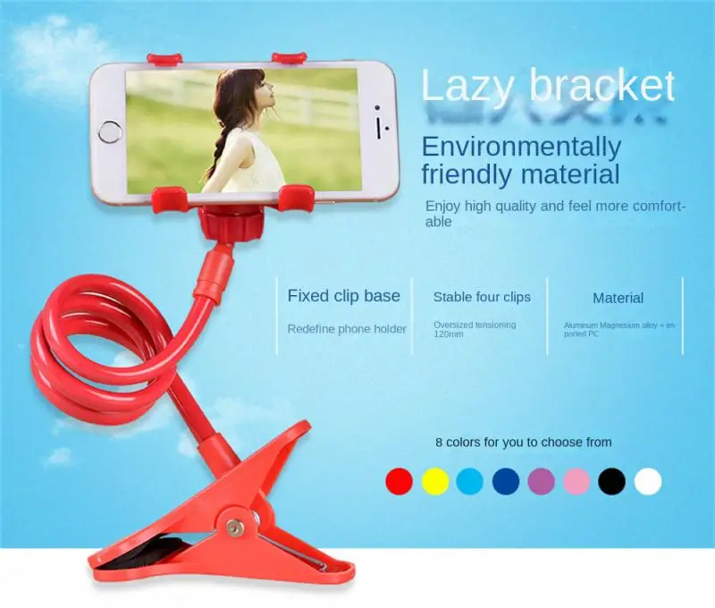 360 Universal Lazy Bracket Mobile Phone Holder Portable Flexible Bed Desktop Bracket Smartphones Table Clip Stand Base Support