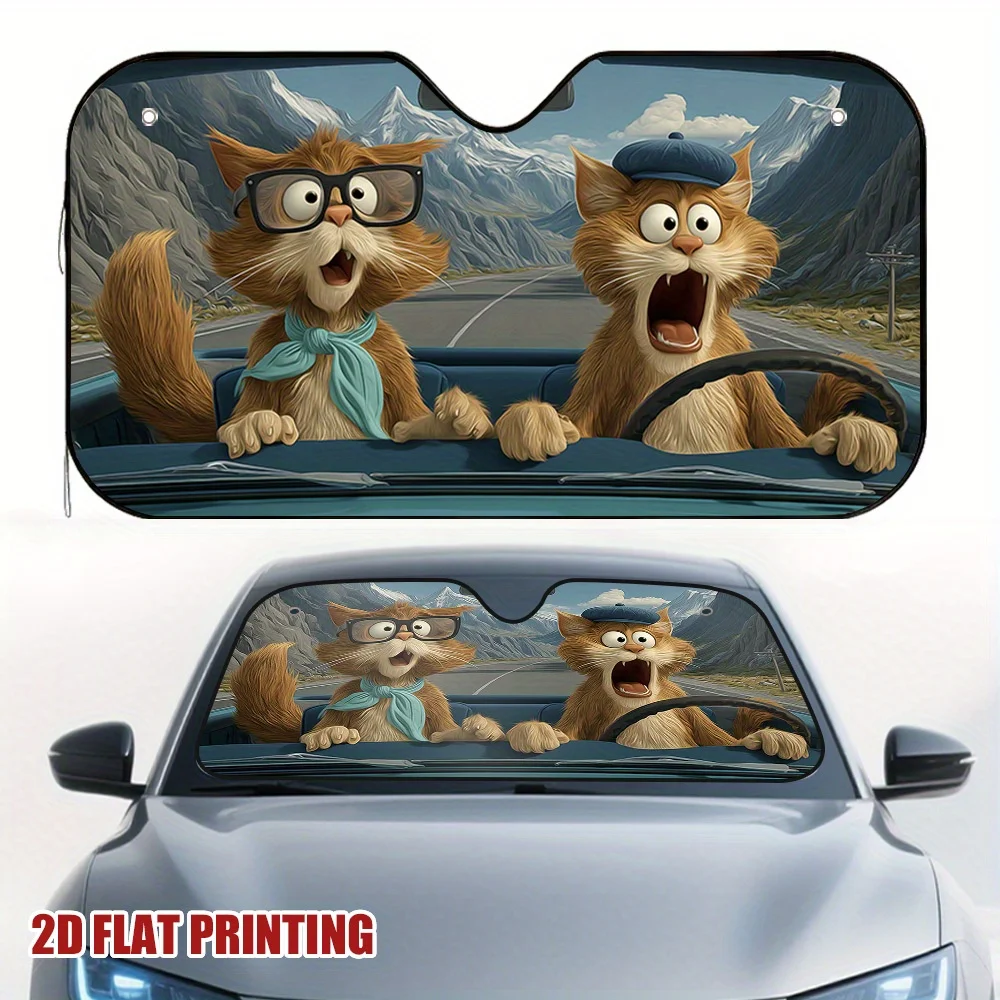 

1 шт. автомобильный солнцезащитный козырек Cat Road Trip Surprise, идеально подходит для водителей города, сохраняет интерьер прохлада, улучшает комфорт вождения.