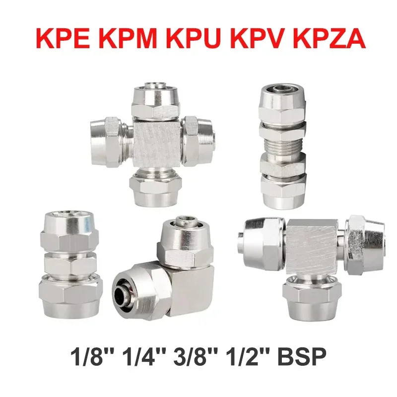 

10Pcs KPE KPM KPU KPV KPZA Copper Plated Nickel Pneumatic Air Connector for Hose Tube OD 4 6 8 10 12 14 16MM Joint Connection