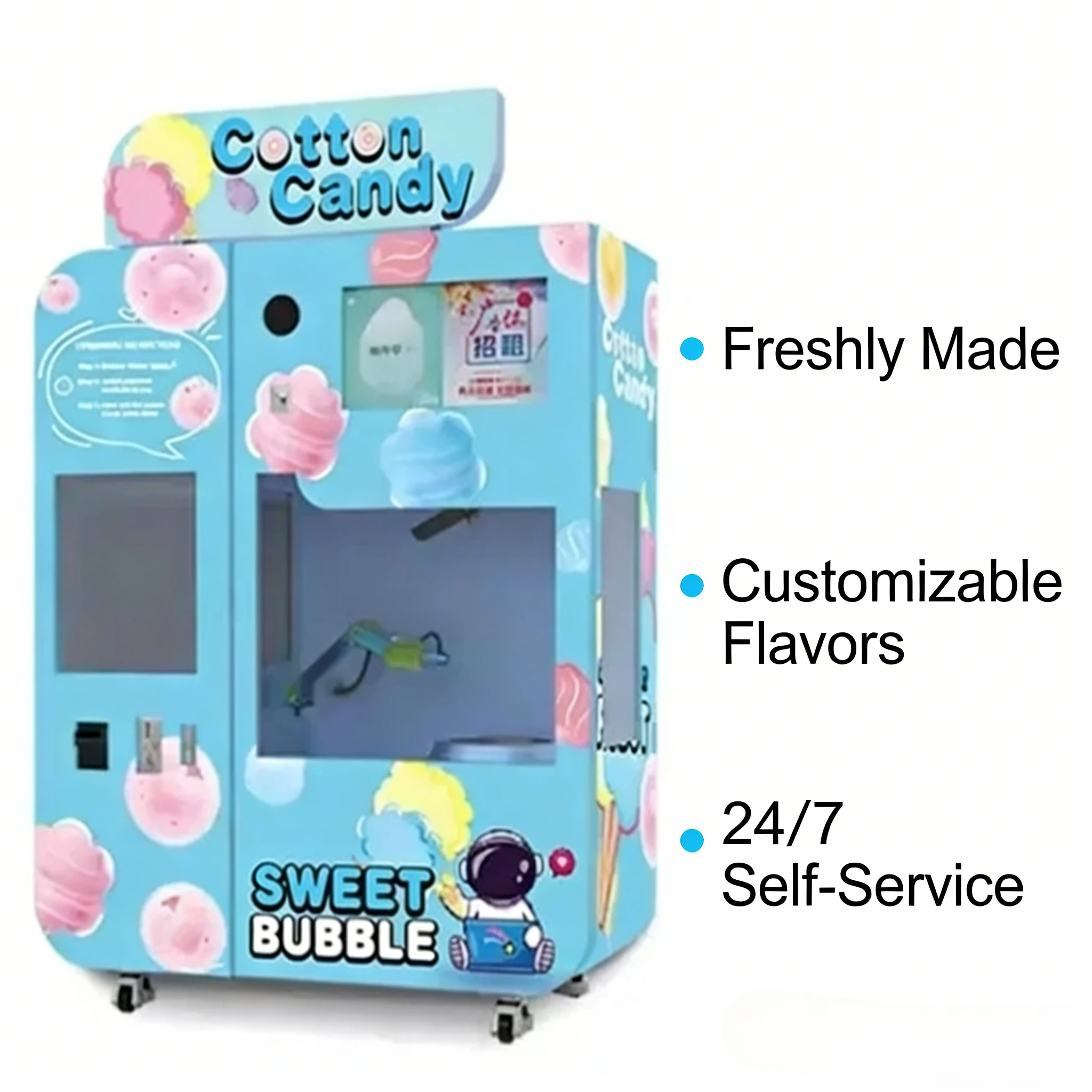 Customized Professional Cotton Candy Machine With Coin Slot - 1200W Electric Candy Floss Maker For Vending Business & Carnivals