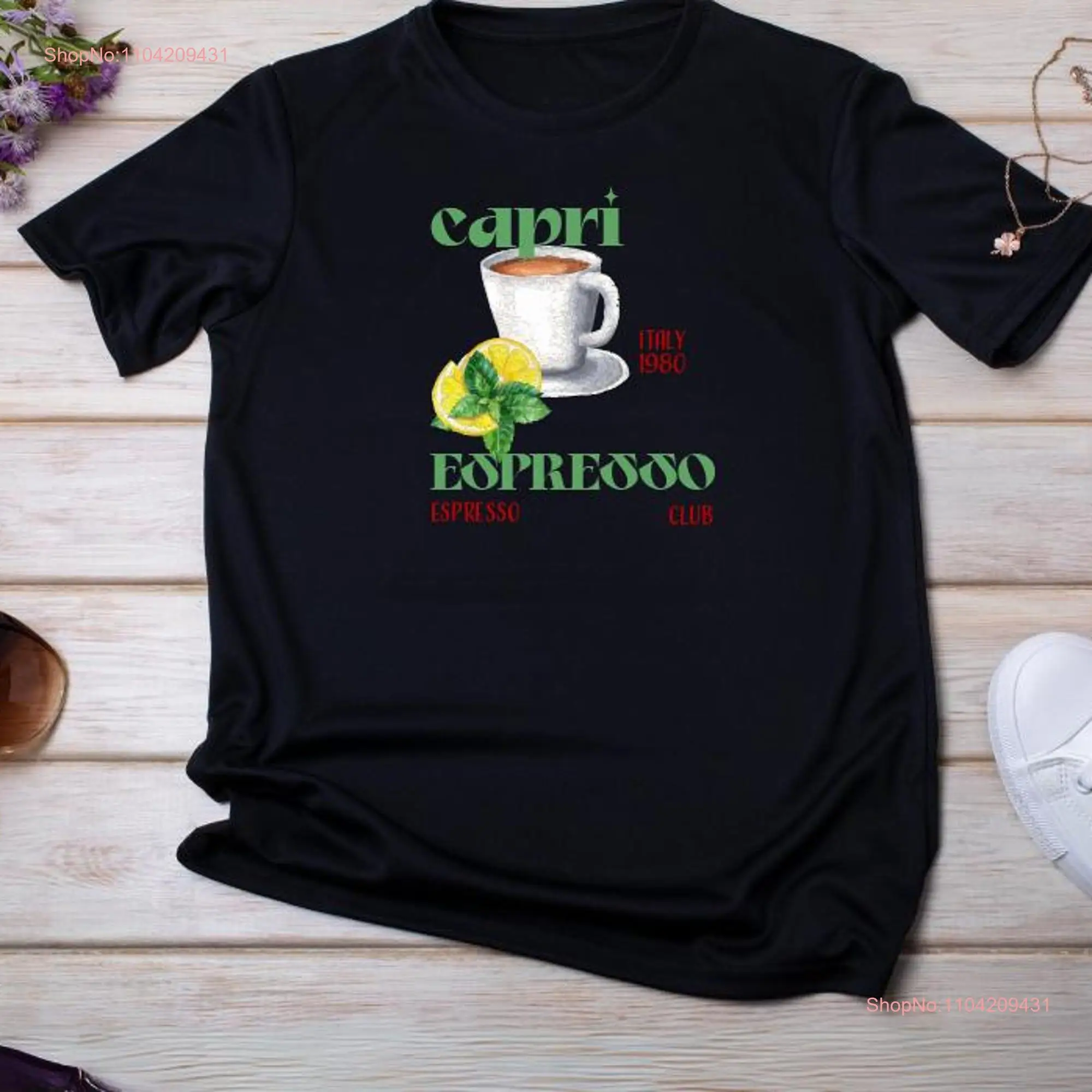 Espresso Club 1980 T Shirt Papiers Découpés Coffee Design Vintage Retro Italian Cafe Style long or short sleeves