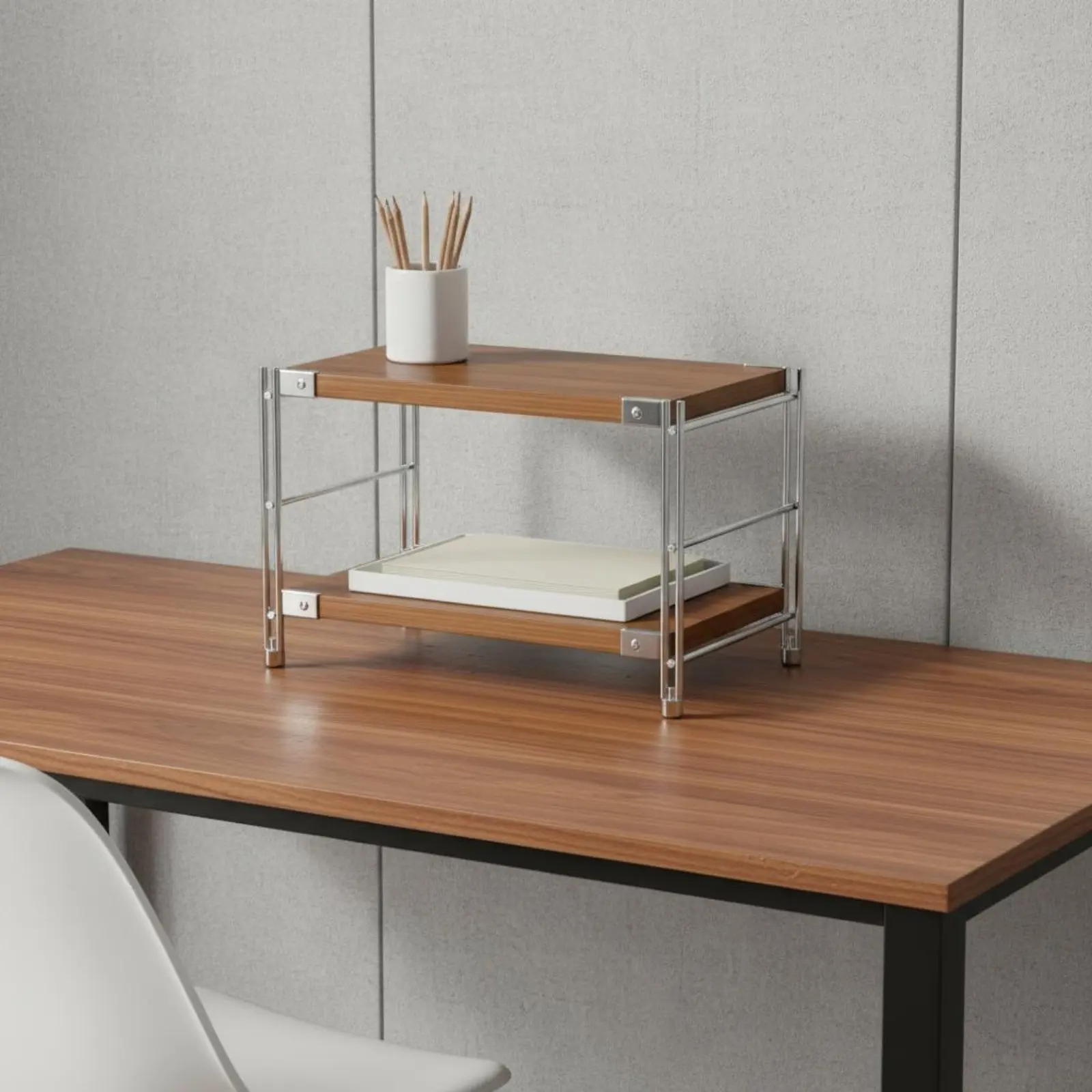 Narrow Floor Standing Shelf X-Shaped Brace Brace Multi-Tier Accessible Shelving Single-Tier Utilitarian Design Display Rack view 4