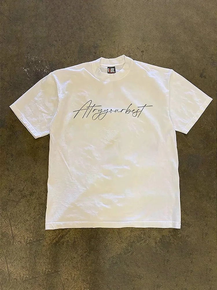 Loose Fit Cotton Short Sleeve T-Shirt Unisex Casual Comfortable Breathable Pure Cotton Double Thread T-Shirt for Summer