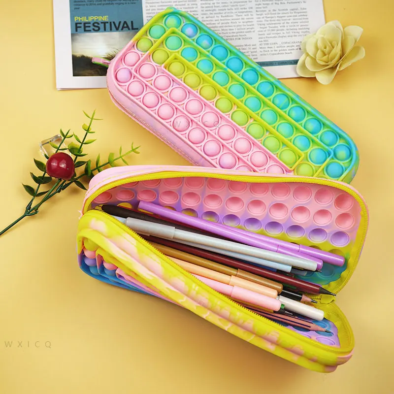 

Pop Fidget Pencil Case Children Stress Relief Squeeze Toy Storage Bag Antistress Popits Anti-stress Soft Squishy Kids Toys Gift