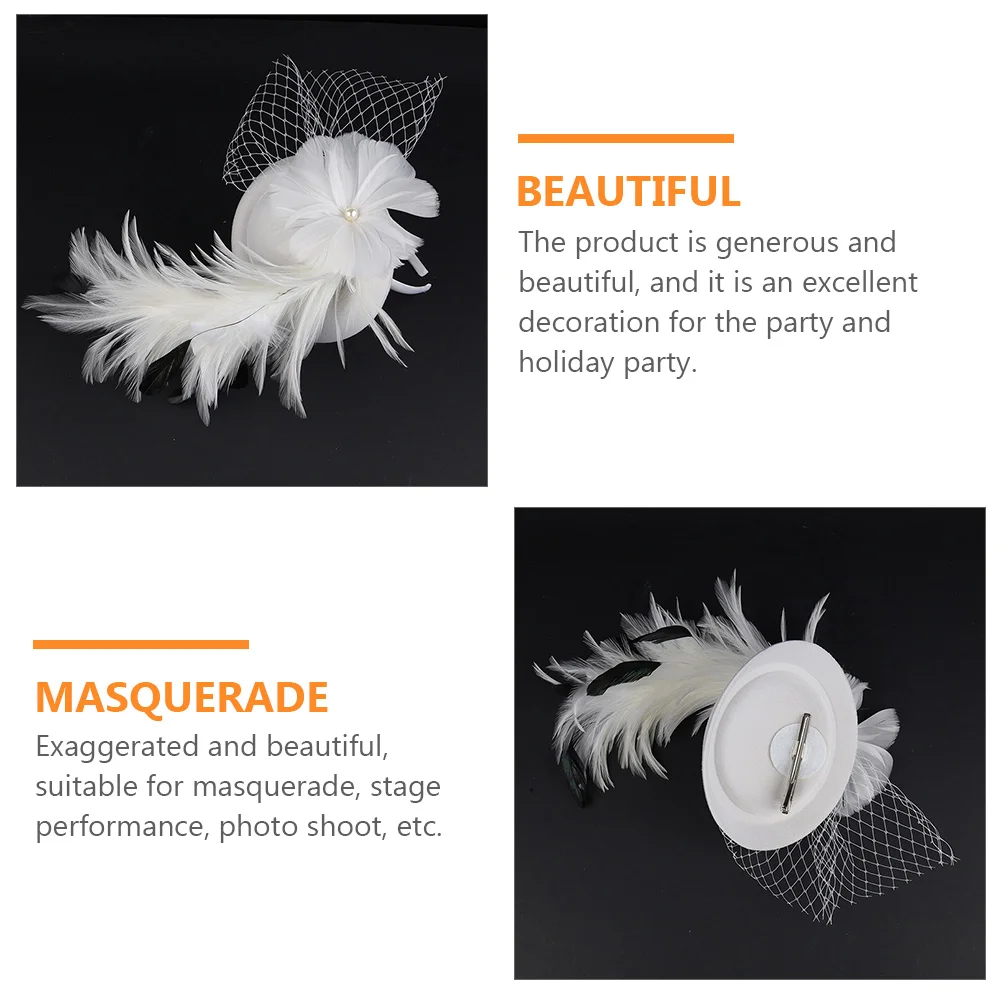 

Bridal Veil Top Hat Birdcage Hair Accessories and Veils Aldult Women Fascinators White Little Bride