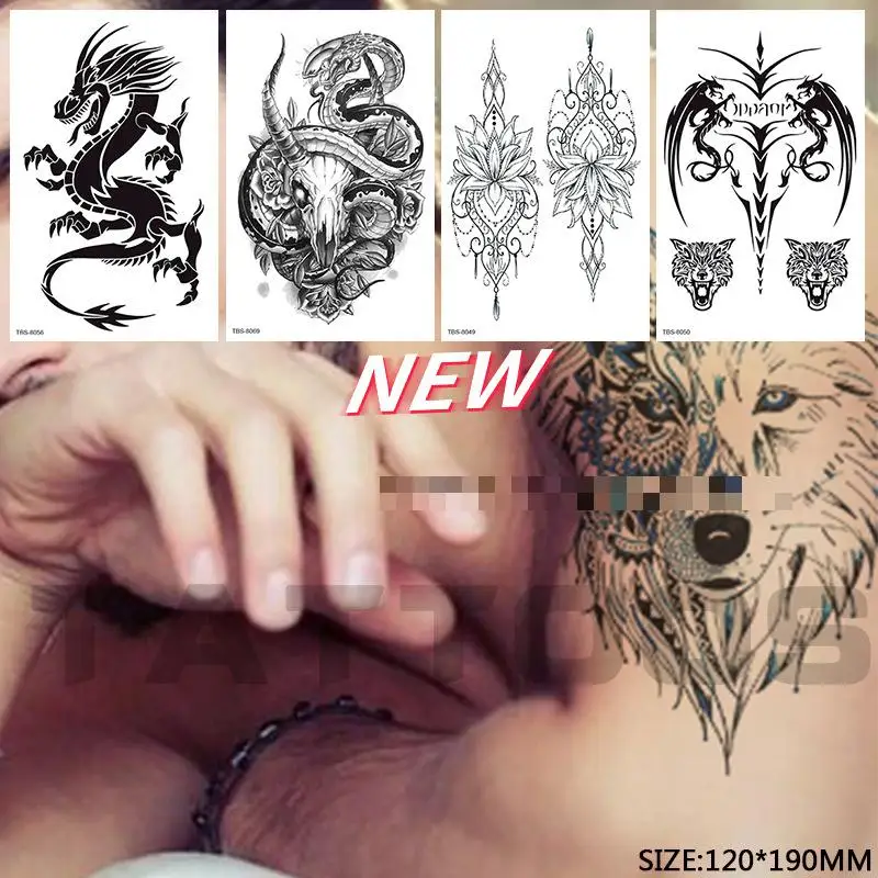 

12*19cm Totem Cartoon Tattoo Sticker Sexy Mirror Cute Creative Half Arm Temporary Tattoo Sticker Flower Arm Pattern Tattoo