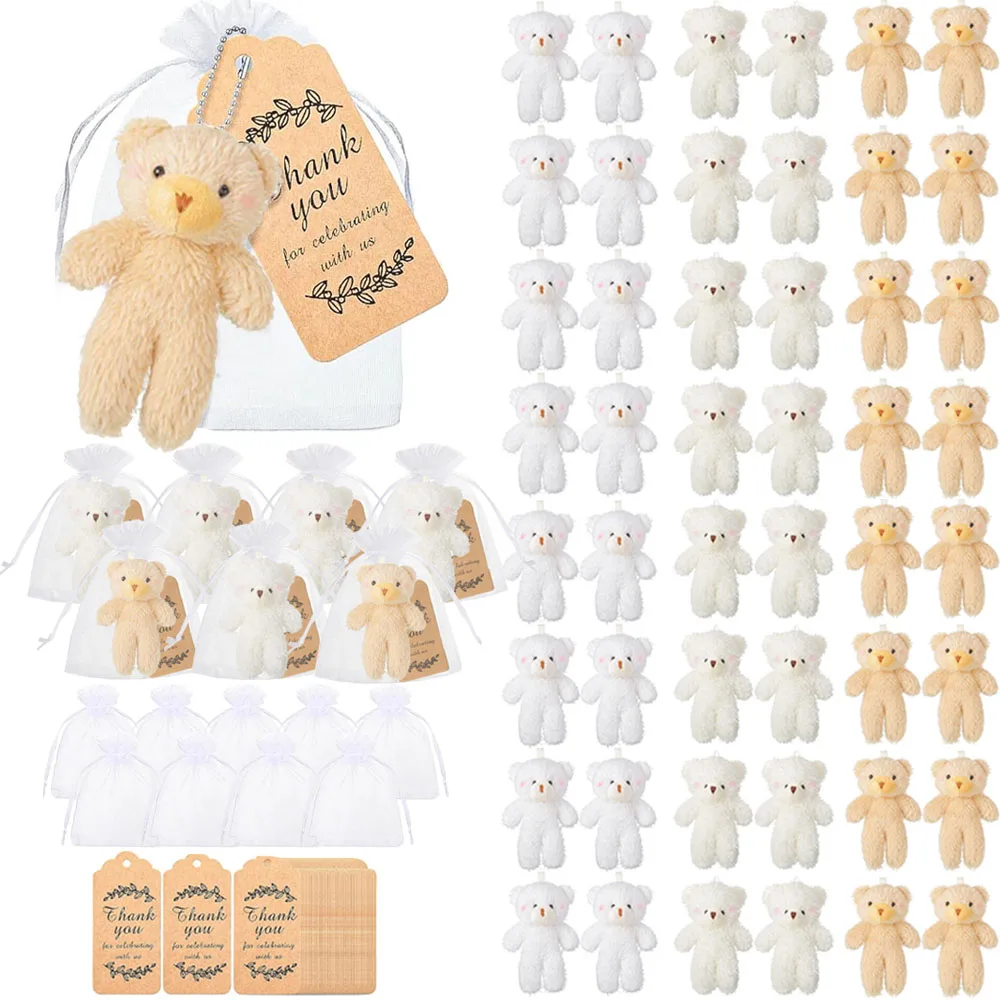 10-100Pcs Mini Bear Gifts for Baby Shower Stuffed Plush Bear Bulk Small Bear Wedding Christmas Xmas Decor Party Favor for Guest