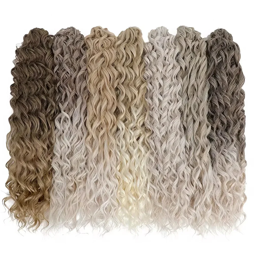 22-inch synthetisch twist gehaakt krullend haar Watergolf vlechthaar Ombre blond bruin Diepe golf vlechthaarverlenging