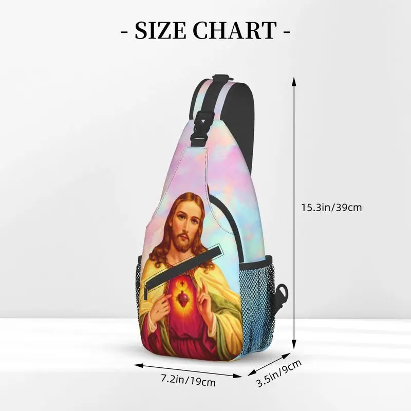 Saco de estilinete do Sagrado Coração de Jesus para viagem mochila de ombro para caminhada, cristão masculino, deus católico, legal