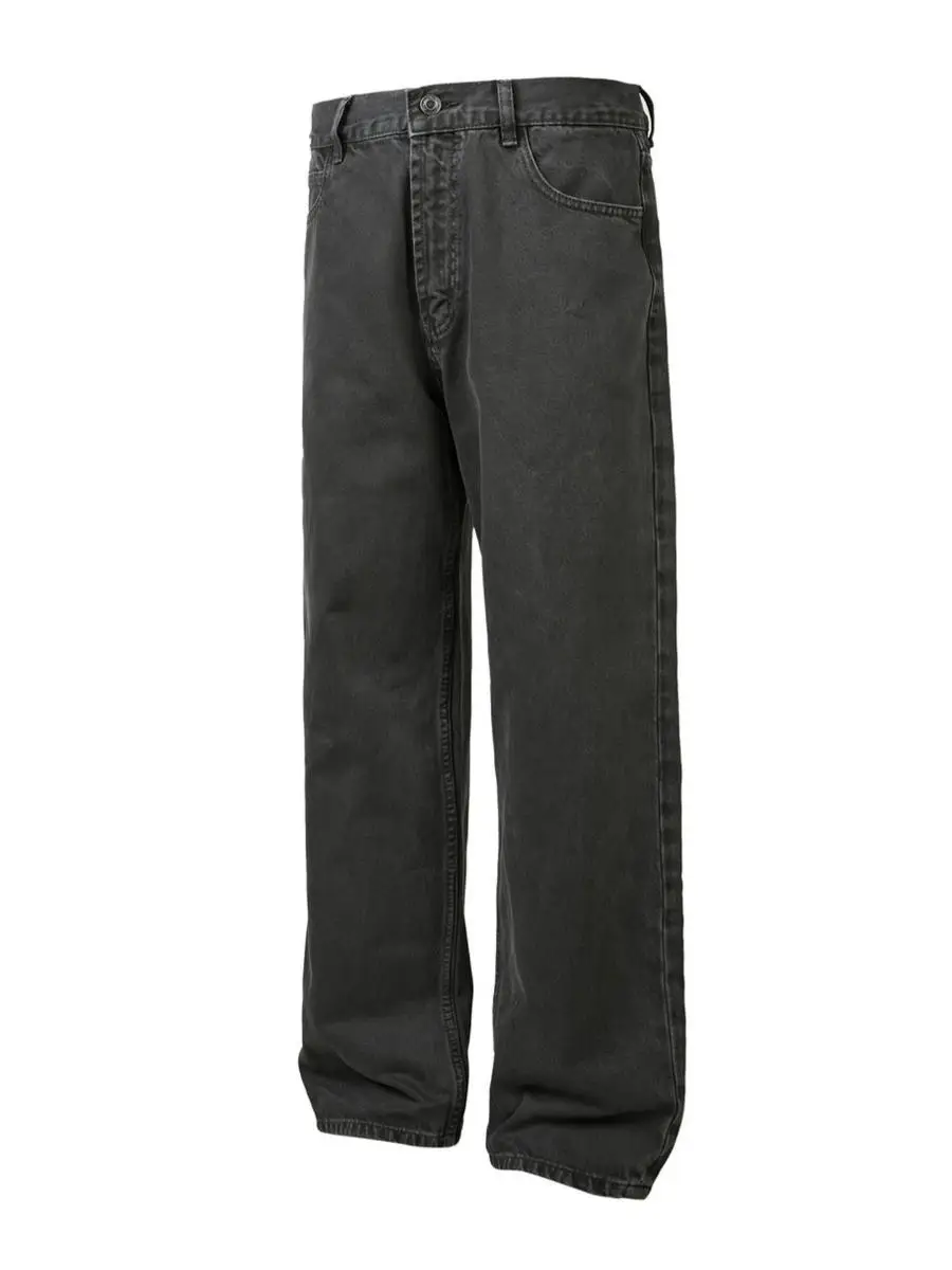 

Мужские джинсы в стиле ретро EME ROSS, прямые, с завышенной талией, серые, с эффектом потертости, осенние, свободного кроя, унисекс, из денима