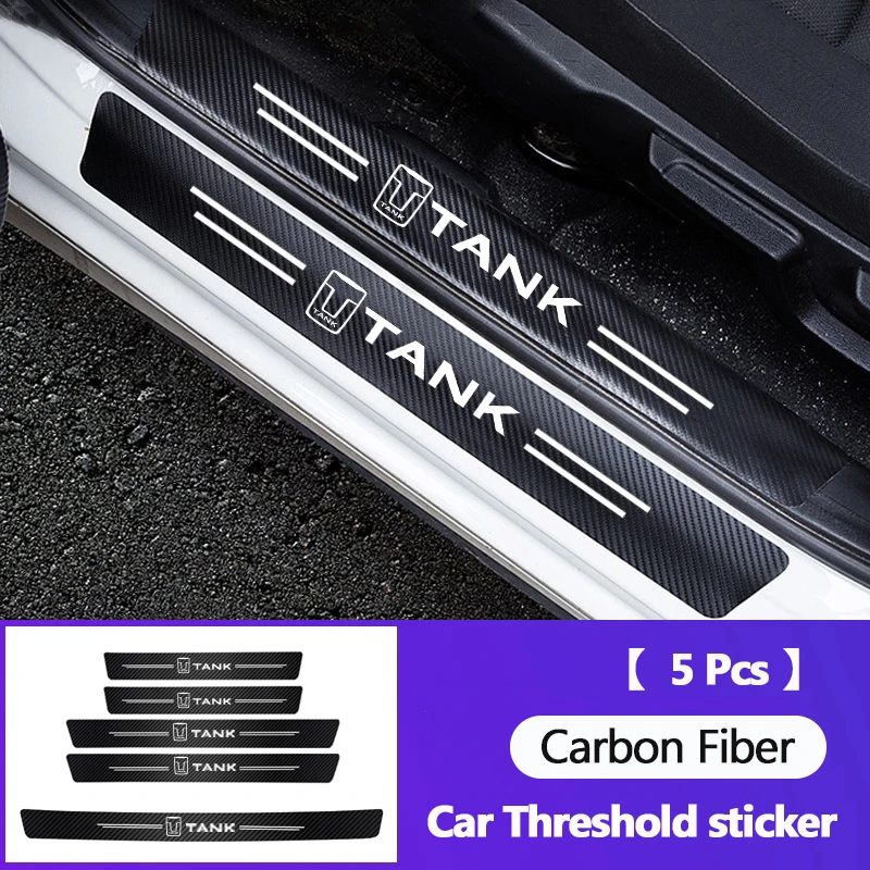 

Car emblem carbon fiber sticker door sill anti-scratch decal protective film for Great Wall GWY WEY TANK 300 500 700 400