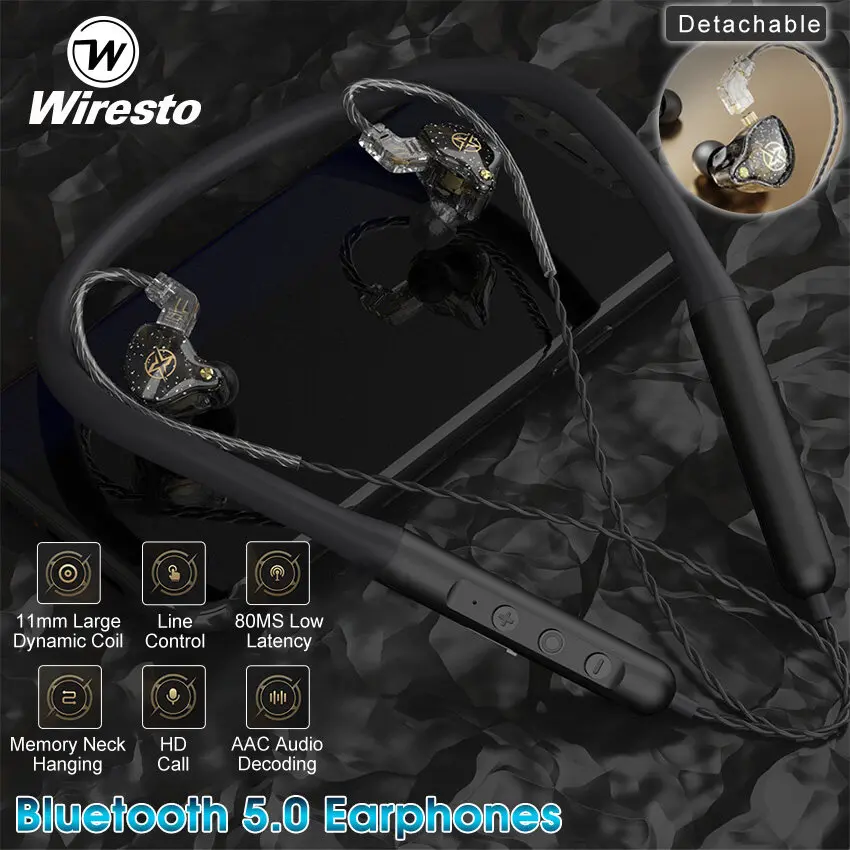 

Headphones Bluetooth 5.0 Earphones Neckband Headphone Sports HiFi Subwoofer Neck Hanging Bluetooth Headset 80Ms Latency Earbuds