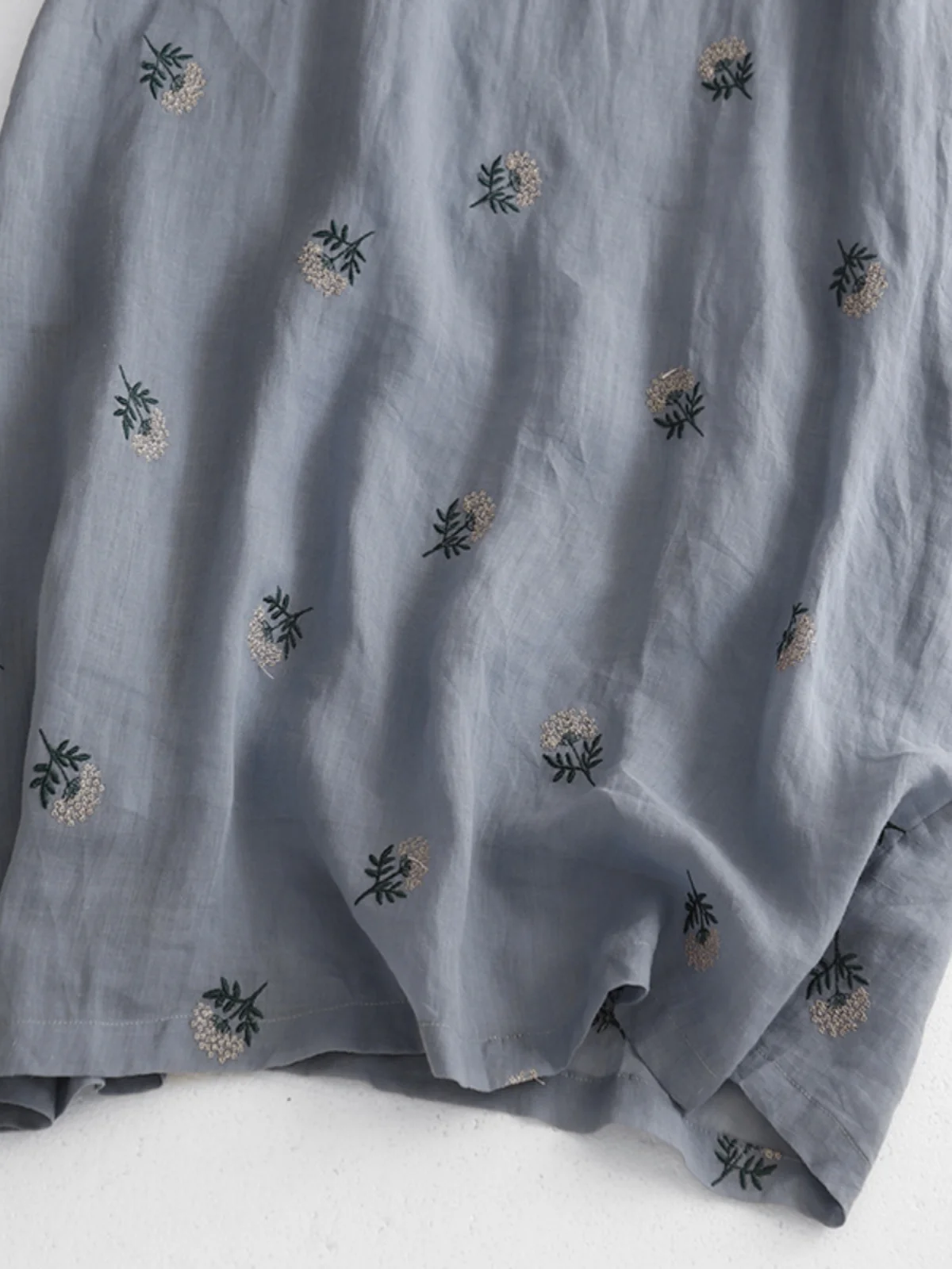 Retro-Blumendruck A-Linie Dr. Großes Damen-Faion-Sommerkleid, lässige Baumwollmischung, langes Sve-Rund-Ne-Kleid