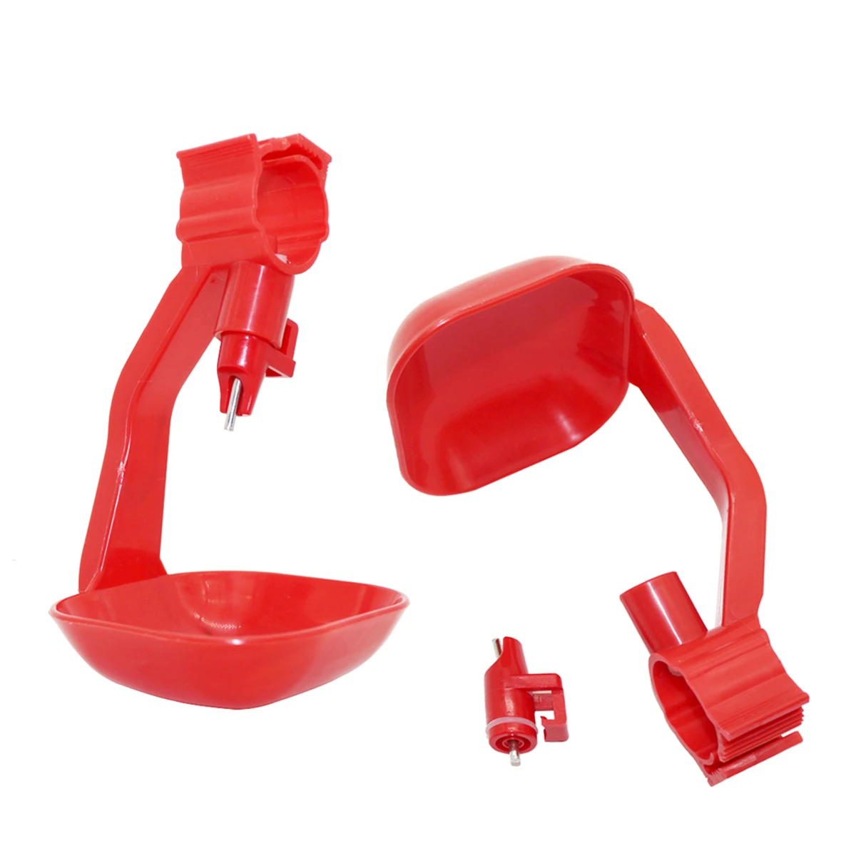 20 Sets Duck 360 Degrees Rotatable Automatic Nipple Drink Bowl 25mm Round Tube Red Hanging Cup Stainless Steel Drinking Nozzle