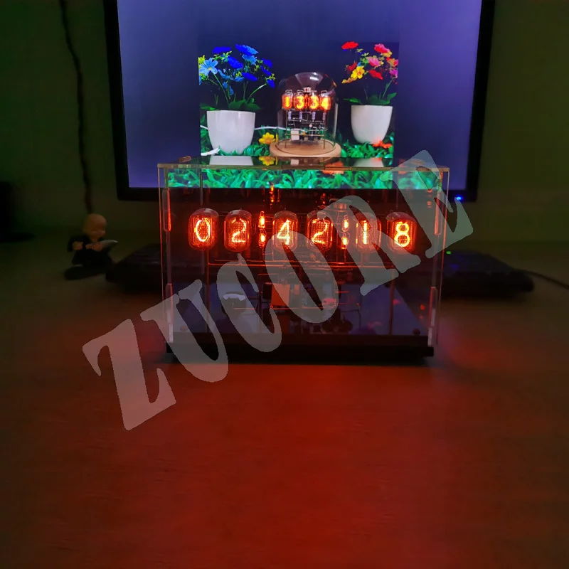 Orologio a tubo incandescente IN12 Set di orologi da capannone fatti a mano con orologio da tavolo retrò punk da regalo a 6 bit