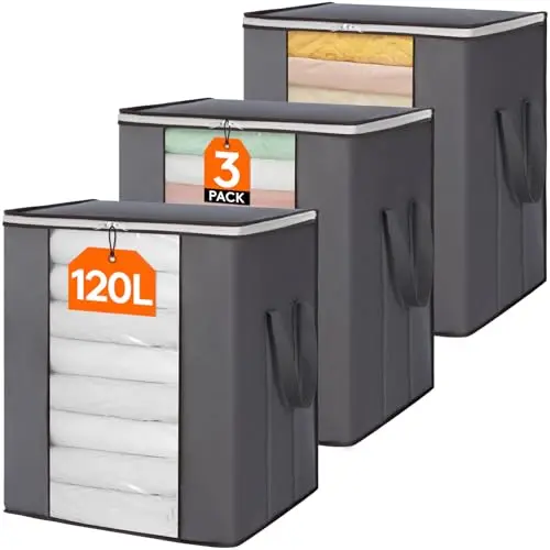 

Сумки для хранения одеял Lifewit 120L, очень большие, складные, с усиленными ручками, контейнеры для хранения одежды.