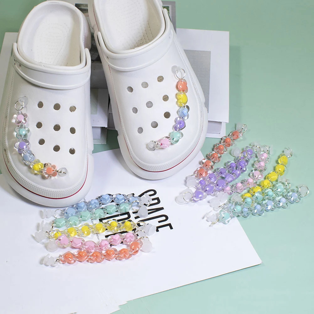 1PC 3D Rainbow Heart-shaped Shoe Charms DIY Shoe Decaration Accessories Chain Hole Shoe Buckle Kids Boy Girls Gifts