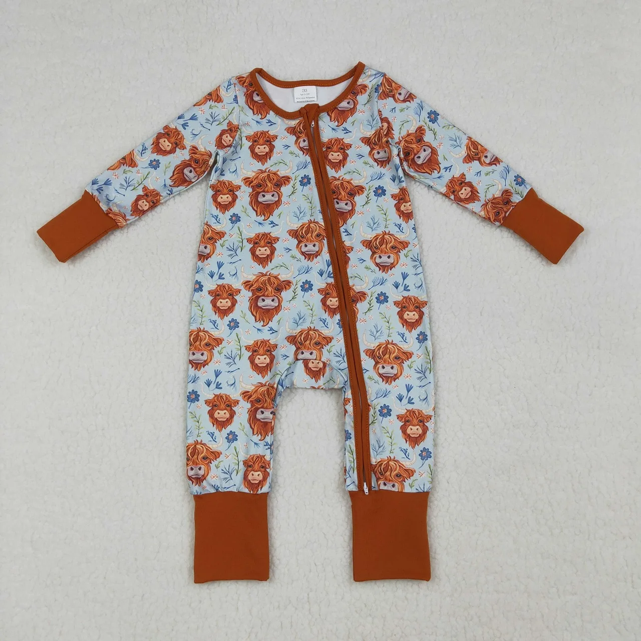 Wholesale Children Girls Long Sleeves Western Zipper Romper Baby Girl Flower Pants Sleepwear Kids Toddler Newborn Bodysuit