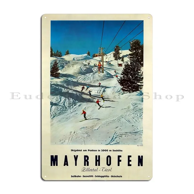 Retro Mayrhofen Metal Sign Poster Living Room Create Kitchen Printed Mayrhofen in Tirol Austria Tin Sign Poster