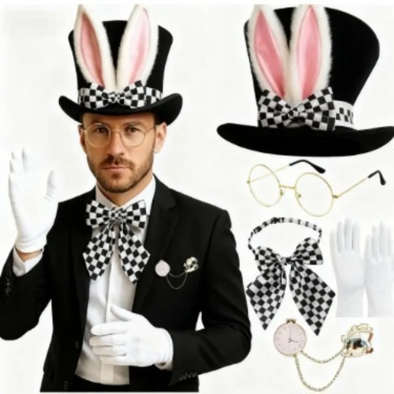 

Cute Hat Easter Day Rabbit Ears Top Hat Alice Wonderland Bunny Bowler Men Women Magician Party Costume Funny Topper Carnival
