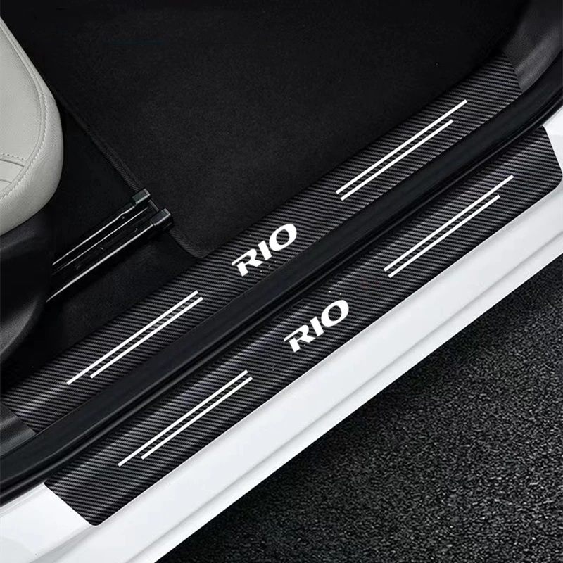 Car Stickers Door Threshold Guard For Kia Rio 3 4 K2 K3 X-Line Car Door Sill Scuff Plate Pedal Cover Trim Auto Accessories