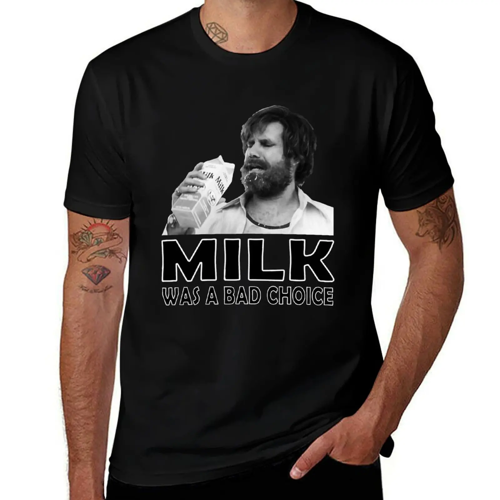 

Milk was a bad choice! T-Shirt t shirts cotton 100% t shirt man designer T-Shirt